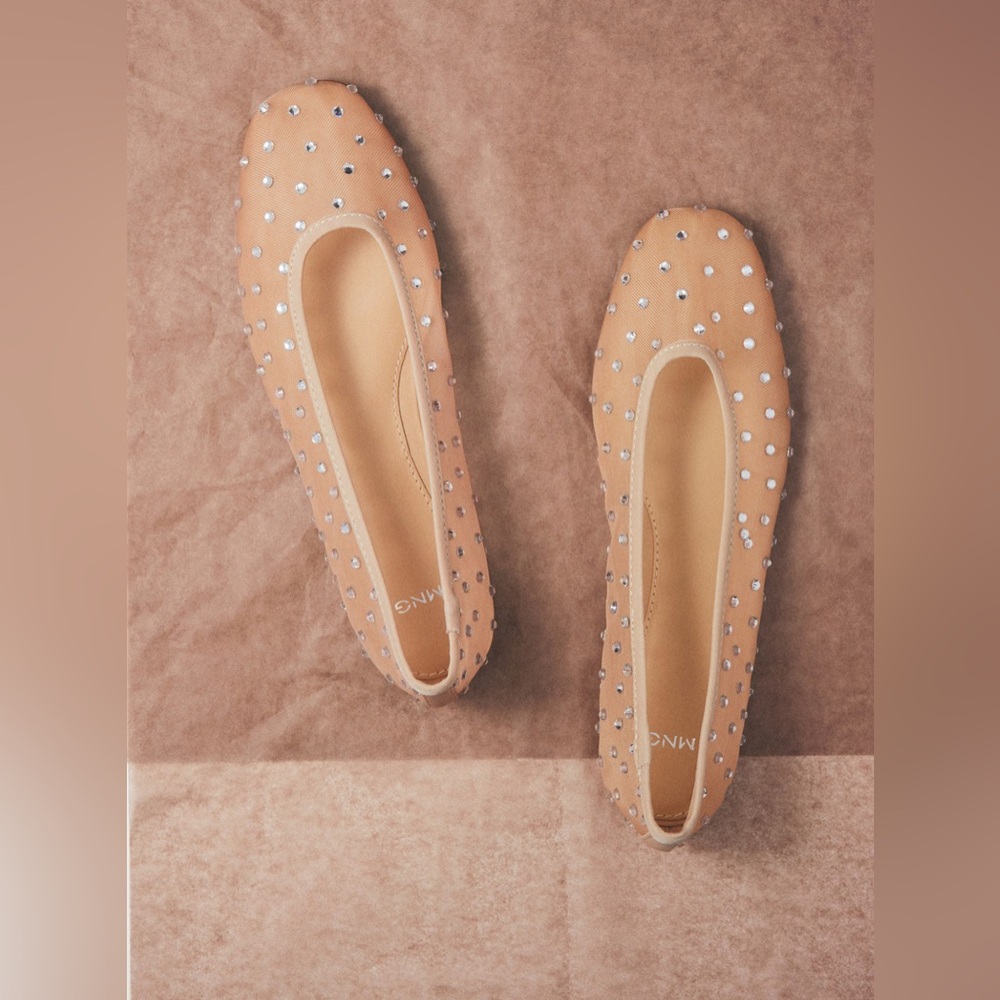 Mango Rhinestone ballet flats